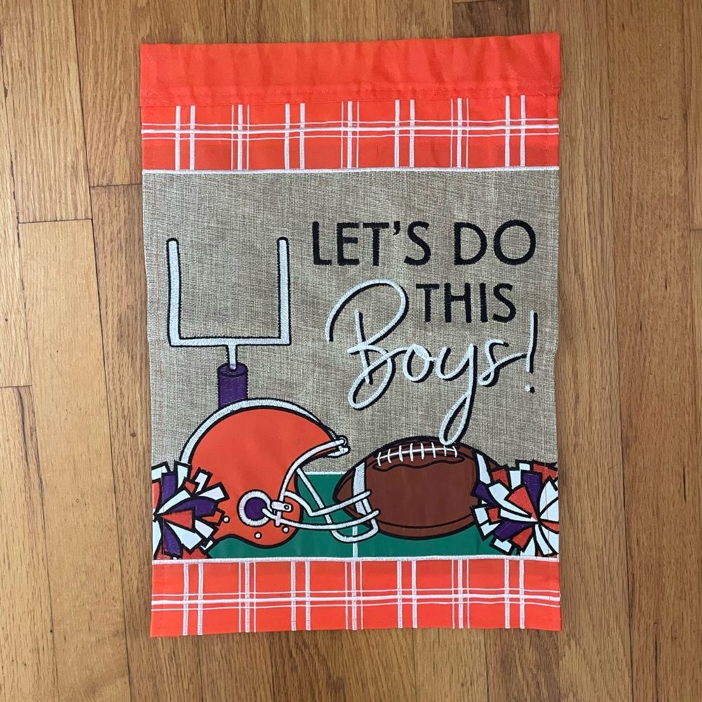 Sugar magnolia “Let’s Do This Boys” Burlap Garden Yard Flag Clemson Tigers 12x18